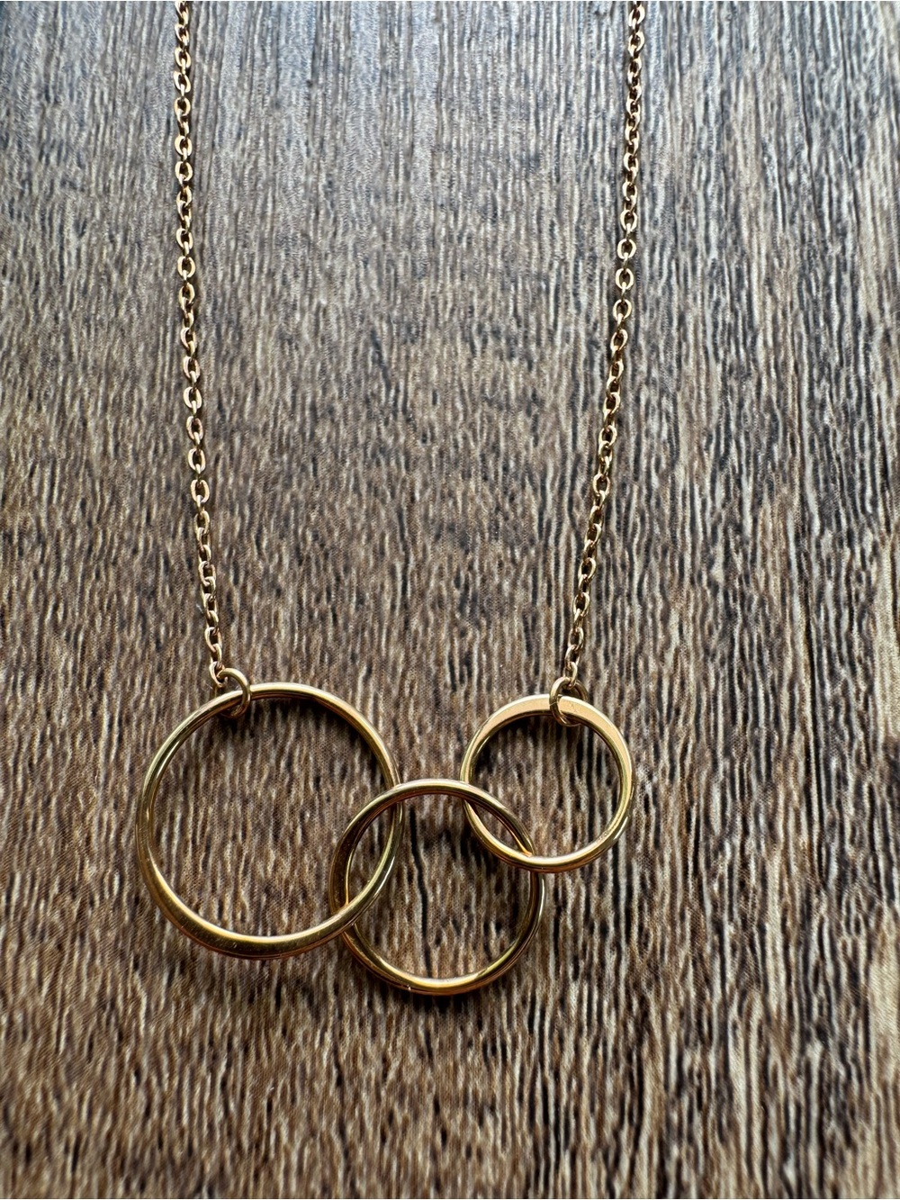 Rose Gold Triple Ring Pendant Necklace - Women Jewelry